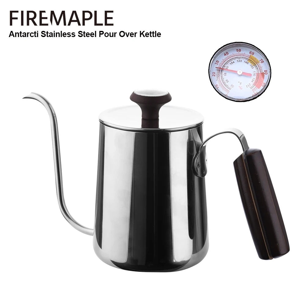 Ogień Maple Antarcti wlać dzbanek do kawy ze stali nierdzewnej ręcznie czajnik Drip Gooseneck czajnik z termometrem na kemping 750ml