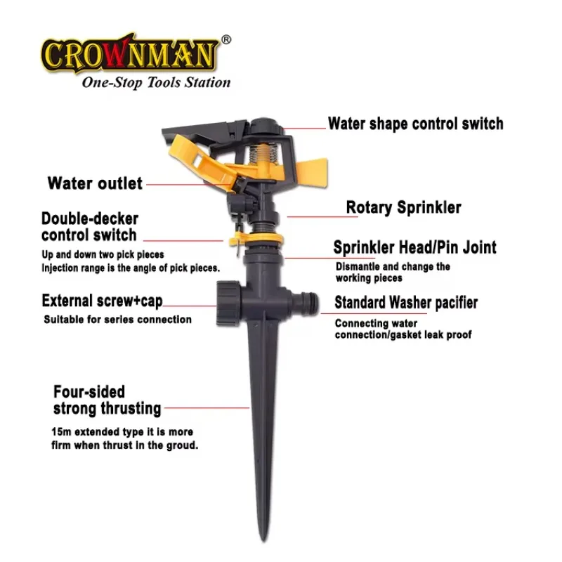 Garden Tools Plastic 360 Degree Rotatable Hole Sprinkler Irrigation System Rain Gun Water Sprinkler view 3