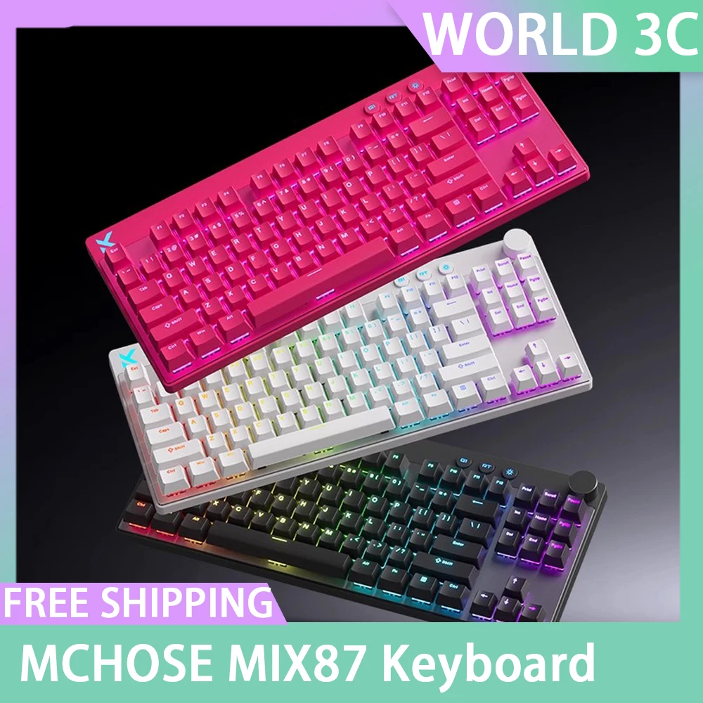 

MCHOSE MIX87 Hell Effect Gaming Keyboard Magnetic Switch 0.001mm Rapid Trigger ADC Link Low Latency 0.08ms Dynamic RGB Keyboard