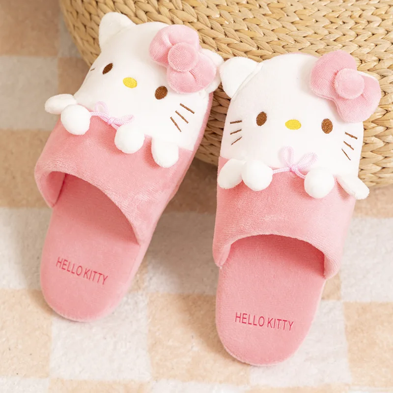 Anime dessin animé Sanrio Hello Kitty ma mélodie Pom Pom Purin pantoufles chaudes Y2K printemps automne nouvelles chaussures antidérapantes d'intérieur cadeaux pour filles