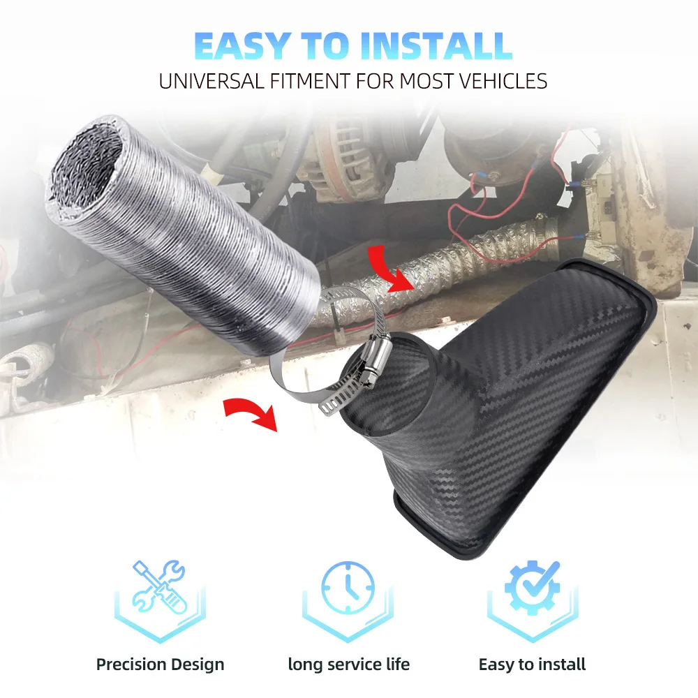 

Модификация автомобиля, квадратный круглый воздухозаборник из углеродного волокна, передний бампер, турбинный воздухозаборник, воздуховод, универсальные автомобильные гаджеты