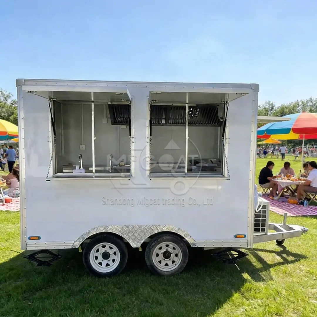 

Коммерческий мобильный фуд-трейлер, многофункциональная тележка для фастфуда с двумя сервисными окнами и кондиционером для коммерческого использования