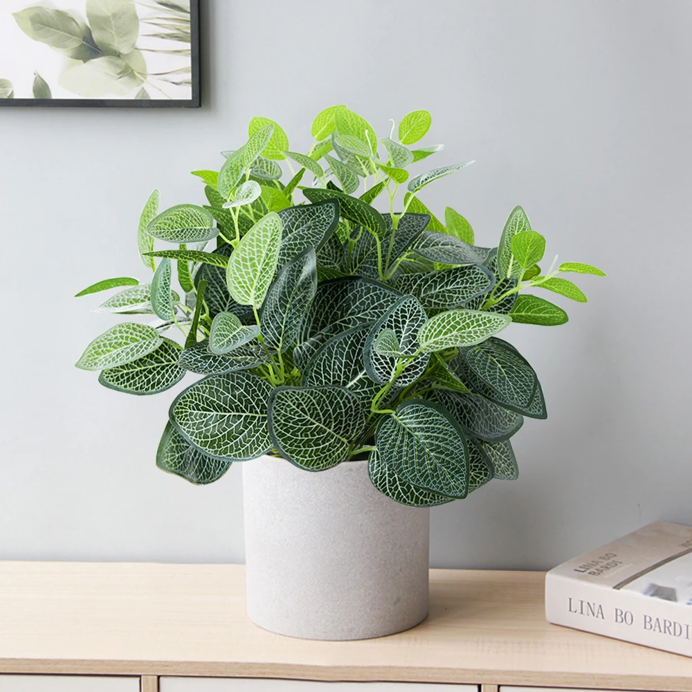 33cm 7Forks Artificial Pothos Plants Fake Outdoor Leaves Plastic Wall Hanging Grass Ivy Without Pot For Home Garden Indoor Decor