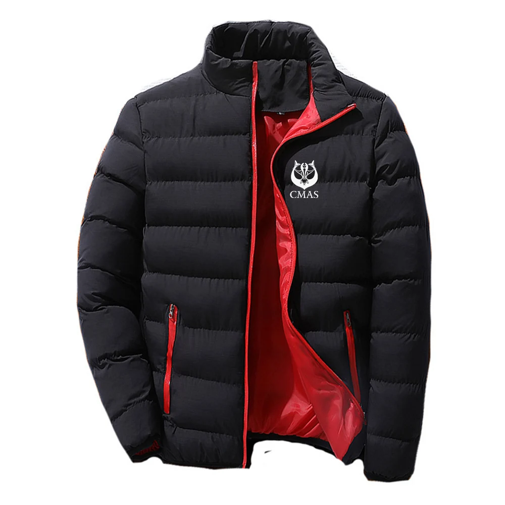 2024 Men\'s New Scuba Diving CMAS Autumn and Winter Round Neck Four-color Cotton-padded Jacket Warm Coats Printing Tops Clothes