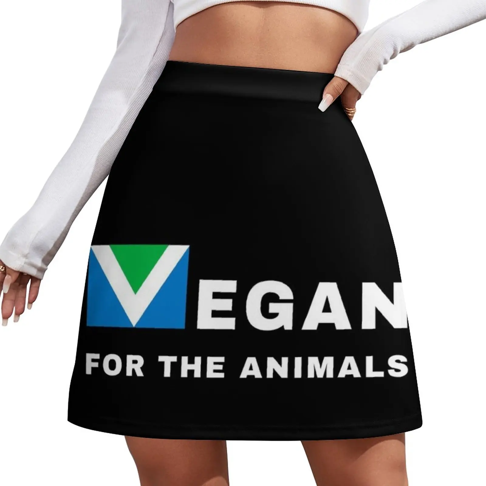 

Vegan For The Animals | Vegan Flag | Animal Rights Activism | Black Background Mini Skirt womens skirts Womens dresses