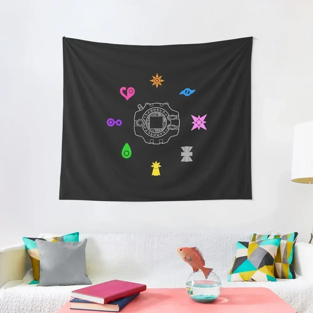 

Digimon emblems white Tapestry Anime Decor Kawaii Room Decor Home Decor Accessories Aesthetic Decoration Tapestry