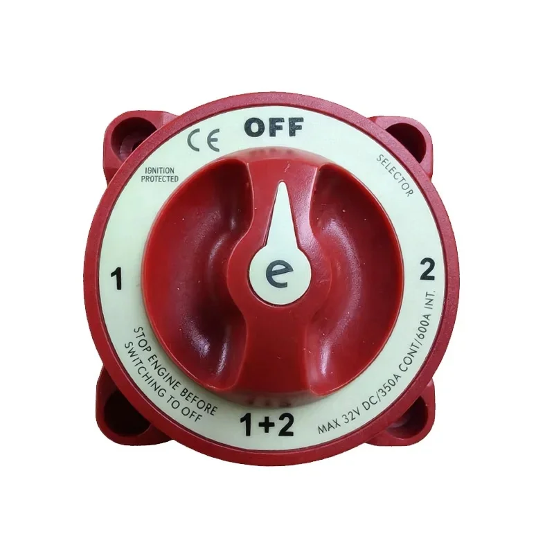 32V DC 350A 4‑Position Battery Selector Isolator Switch 1‑2‑1+2‑OFF for Motorhome RV Marine Boat Vehicles