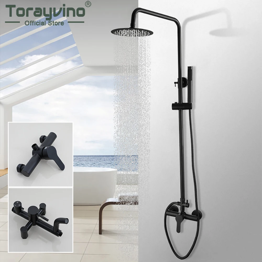 Torayvino Matte Black Shower Faucet Set w/ 8
