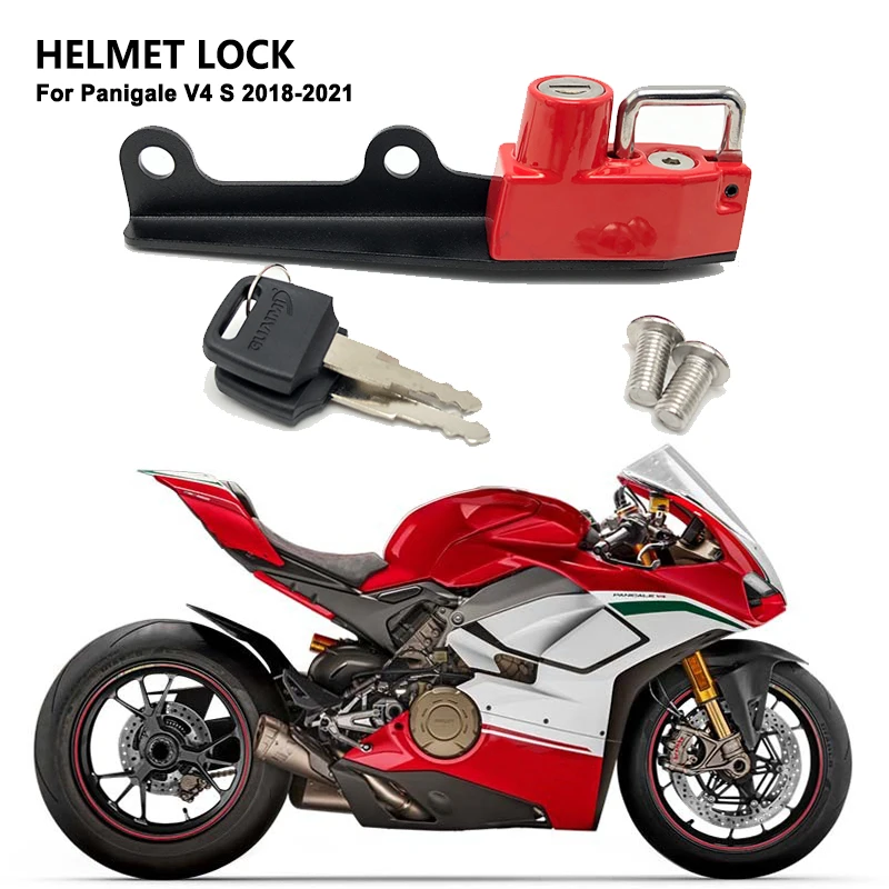 

Motorcycle Helmet Lock Kit Mount Hook Side Security Anti-theft Aluminum with 2 Keys For Ducati Panigale V4 / S 2018-2021 2020