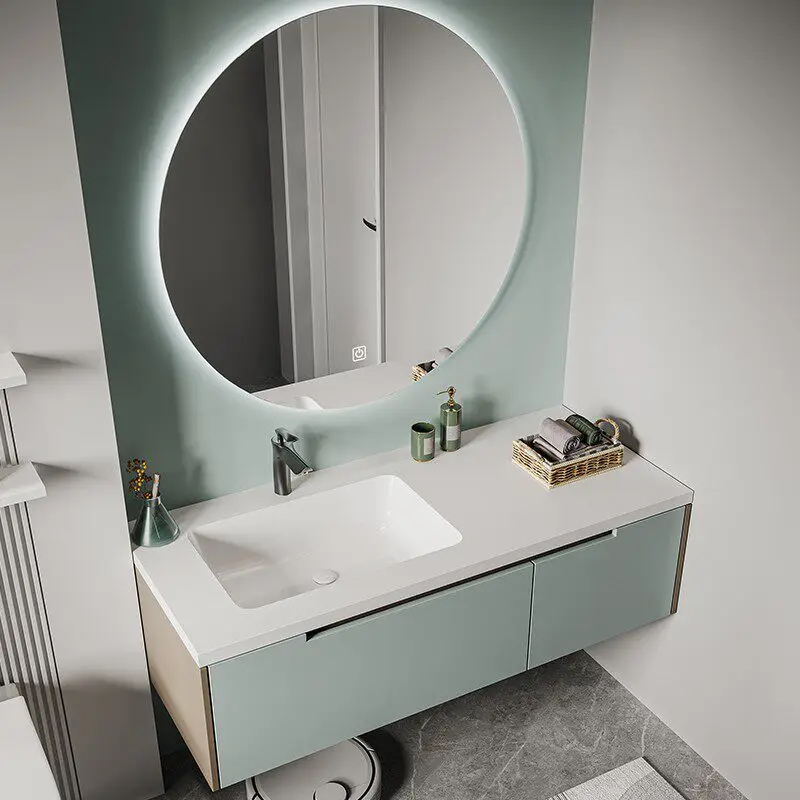 

Тумба для ванной, раковина, интегрированная керамическая раковина из каменной плиты, комбинированный шкаф для ванной из массива дерева