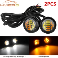 2X 23mm 4014 12Smd Eagle Eye Turn Signal White Yellow Day Light Waterproof Drl Fog Lamp Running Lights Spot Backup Car Motor Led