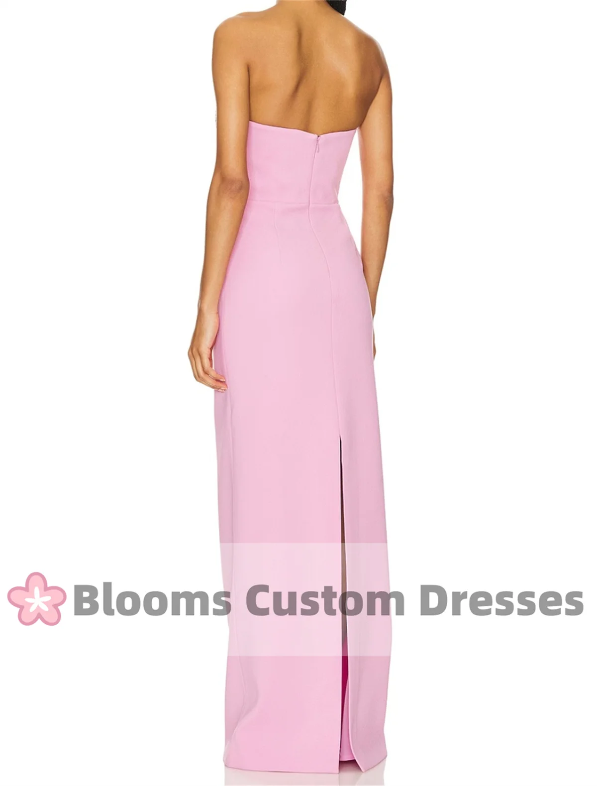 Robe de Soirée Personnalisée avec Col en Coquillage Perlé et Brcorporelle, Gaine en Crêpe Rose, Tenue de Bal avec Fente Arrière