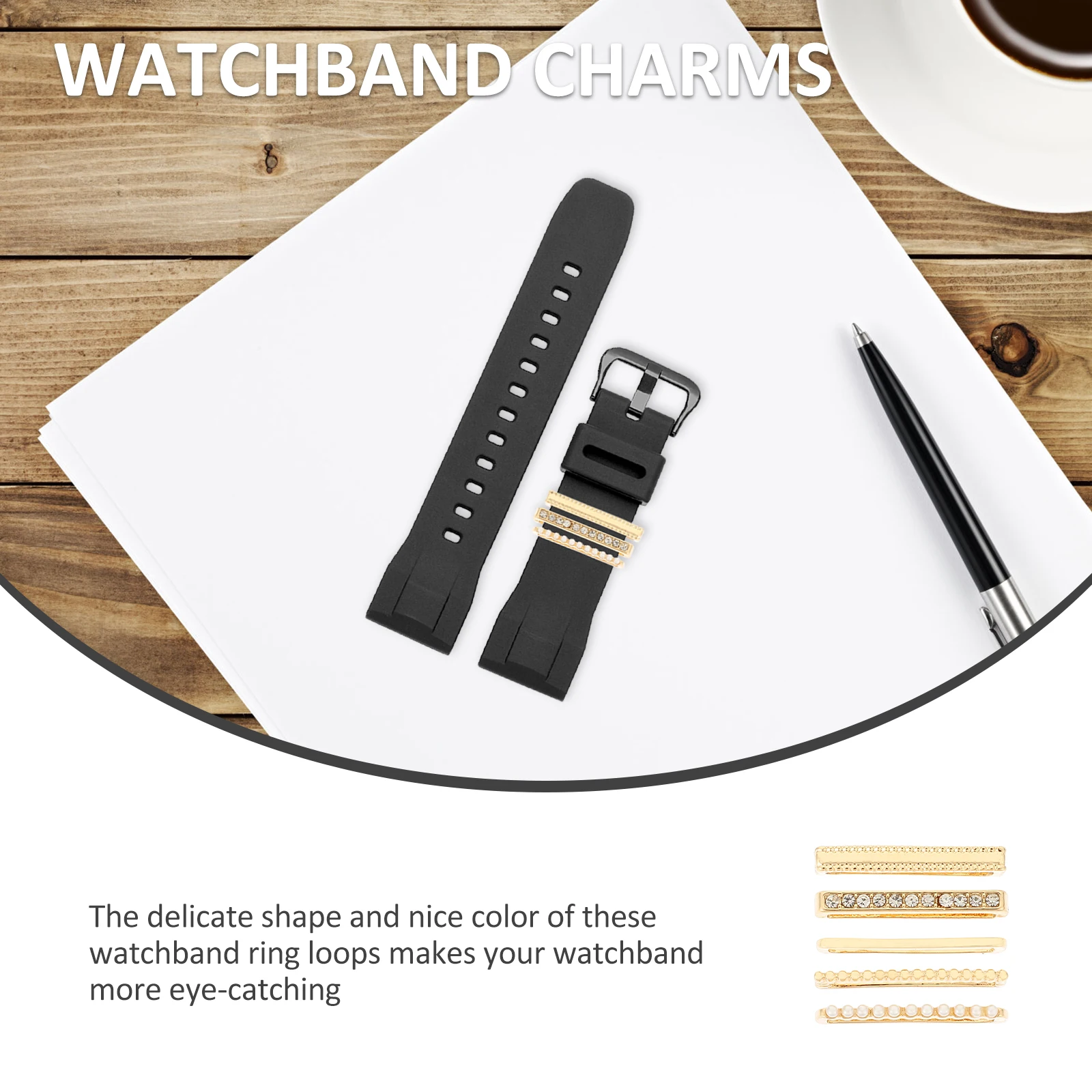 

1 set 1 Set Silicon Band Decorative Loops Zinc Alloy Durable Lightweight Watch Strap Charm For Smartwatch Bands Watch