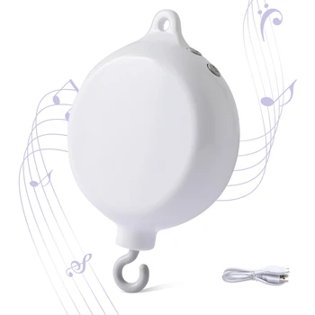Hochet pour bébé de 0 à 12 mois, Mobile rotatif blanc sur le lit, boîte à musique pour nouveau-né, cloche de lit, support de jouet, Bluetooth/boîte à distance
