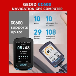 Geoid CC600-ordenador para bicicleta, pantalla a Color, navegación inteligente, GPS, velocímetro inalámbrico para bicicleta, WIFI ANT +, odómetro multilingüe para ciclismo