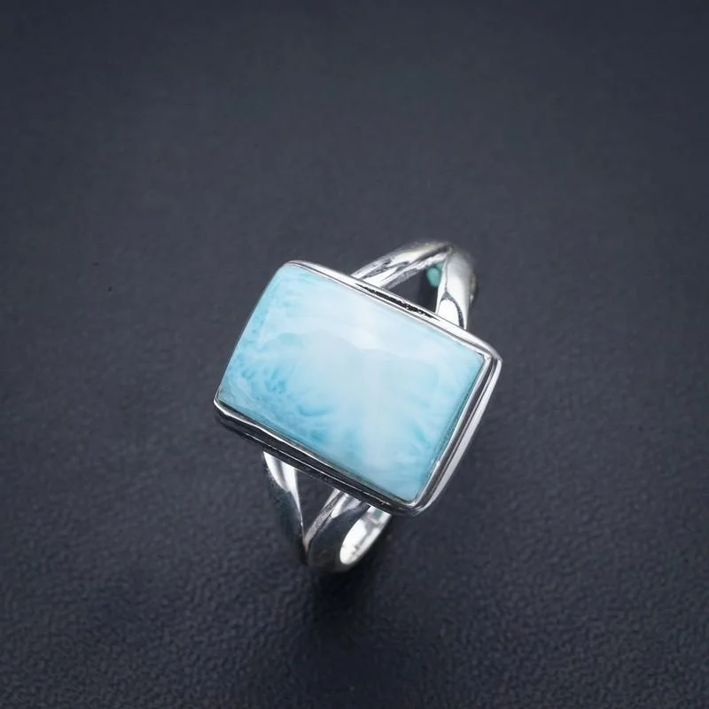 StarGems Natural Larimar  Handmade 925 Sterling Silver Ring 10.25 F0244