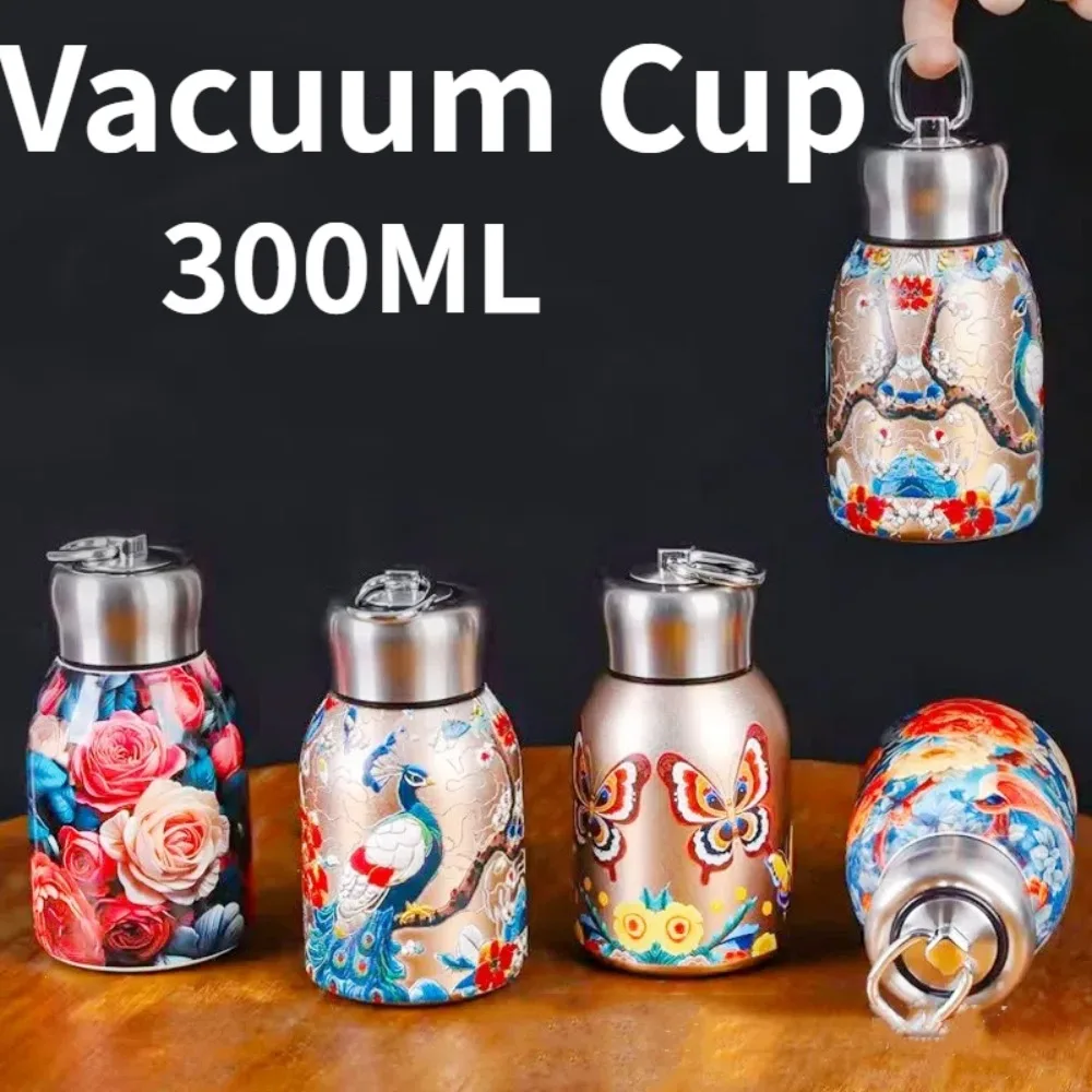 Tragbarer isolierter Becher aus Edelstahl 304, doppelwandiger Mini-Kaffeebecher, auslaufsicher, 300 ml, handlicher Vakuumbecher für Outdoor-Reisen, Büro
