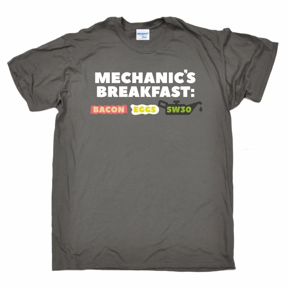 Marca Designs O Pescoço Mecânica Café Da Manhã Mens T-Shirt Engraçado Presente De Aniversário Carro Motorbiker Veículo Harajuku Camisetas Clássico