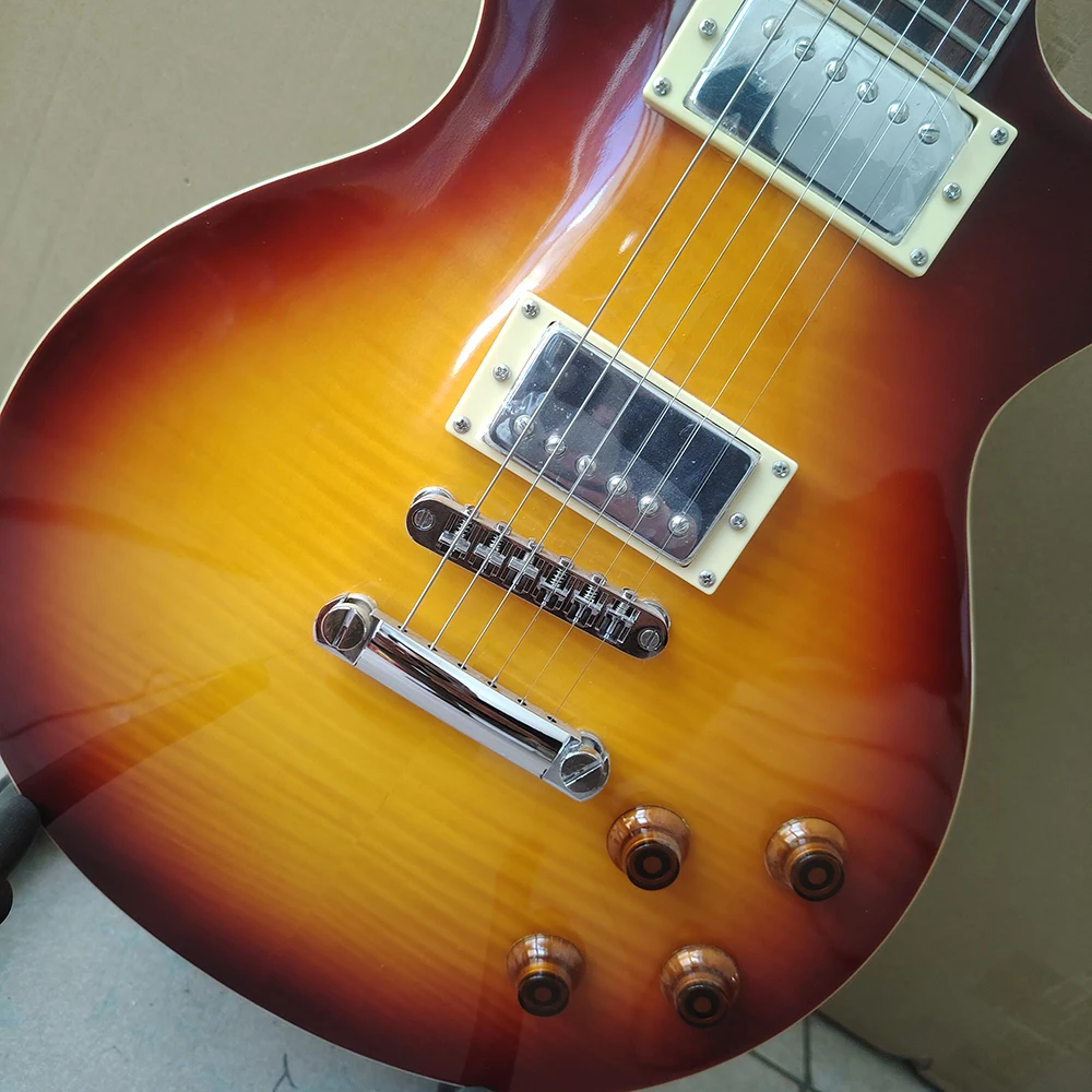 

5A level flame maple top electric guitar in stock, Frets binding, professional debugging, fast shipping