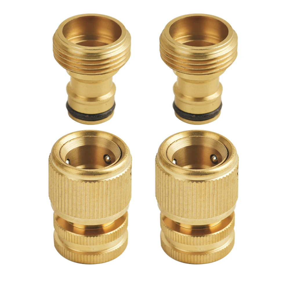 1Sets Garden Hose Quick Connect Water Hose Fitting, 3/4 Inch 1/2 Inch Brass BSP Female And Male Connector