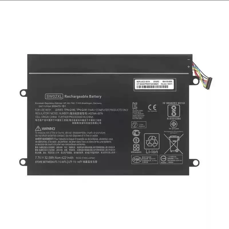 Laptop Battery SW02XL For HP X2 210 G2 TPN-Q180 TPN-Q181 HSTNN-IB7N 859470-1B1 859517-855 Series Notebook 7.7V/32.5WH/4221mAh