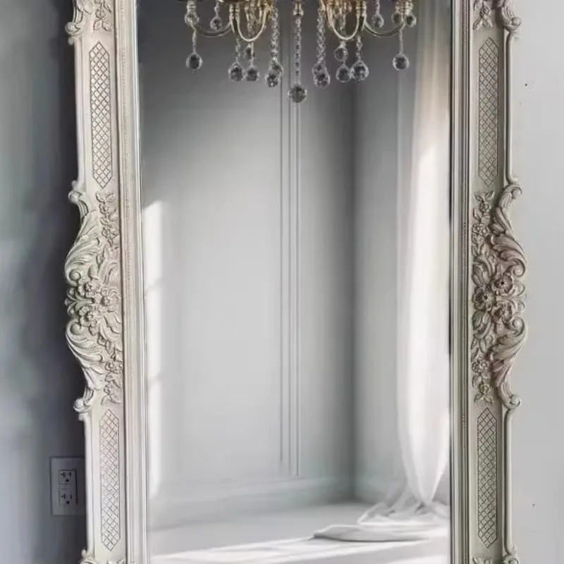 European retro carved full-length mirror hand-customized luxury home living room floor mirror bedroom dressing mirror