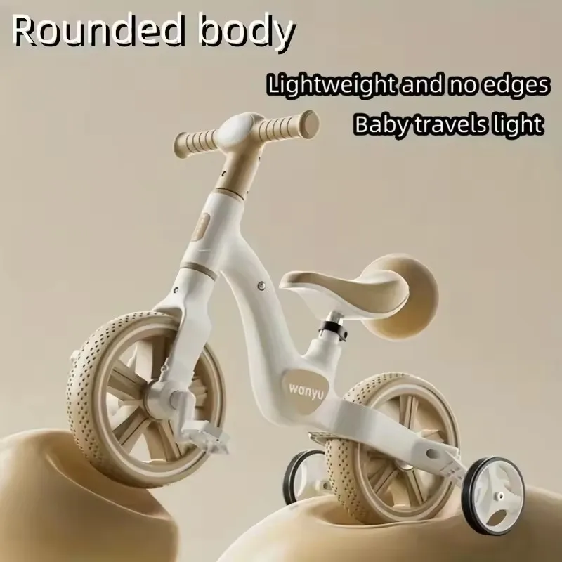 2-in-1 Kids Balance Bike Kid Trike with Training Wheels Removable Pedal Headlight Adjustable Seat Lightweight Scooter for Kids