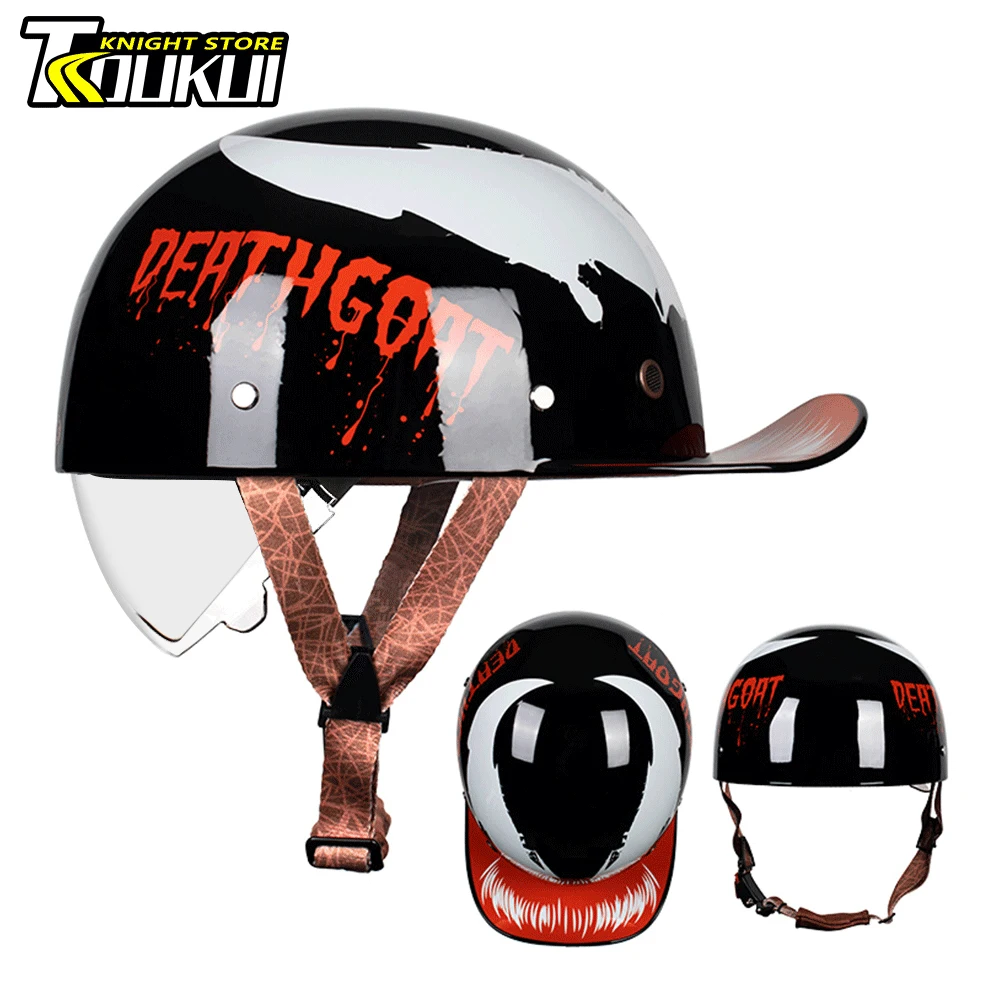 

Motorcycle Helmet HD Visors Casco Moto Baseball Cap Half Helmet Capacete De Moto Helmet DOT Approved Multiple Patterns Fashion