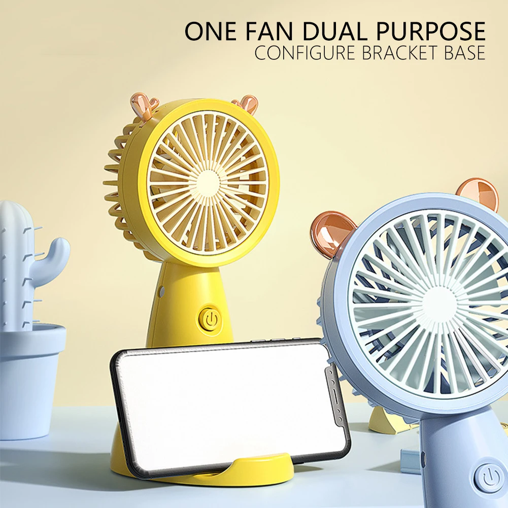 Outdoor Portable Hand Hold Fan with Phone Holder Portable USB Chargeable Mini Fan Handheld Fans with Base Summer 