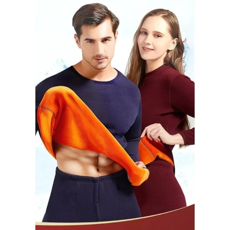 

Super Thick Thermal Underwear Men's Fleece Thickened Giant Thermal Suit Extra Thick Young Winter Warm Women Large Size Comfort