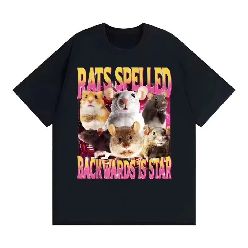 Rats Spelled Backwards Is Star Funny Rat Meme Tee Shirts Women Retro Humor Short Sleeve Cheap Clothes Women's Oversized T-shirt