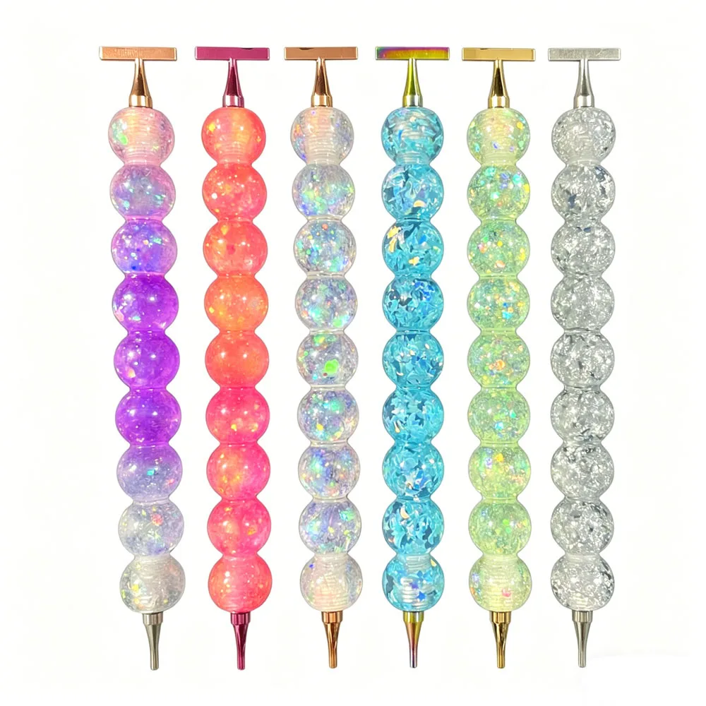 

6 Colors Thin Shiny Tanghulu-shaped Diamond Painting Pen Threaded Point Drill Pen Diamond Embroidery DIY Tool Accessories