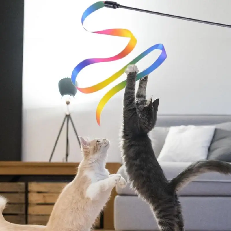 Cat Rainbow Wand Toys Cat Wand Toys For Indoor Cats Cat Toys For Indoor Cats Automatic Interactive Cat Toy Ball Toys