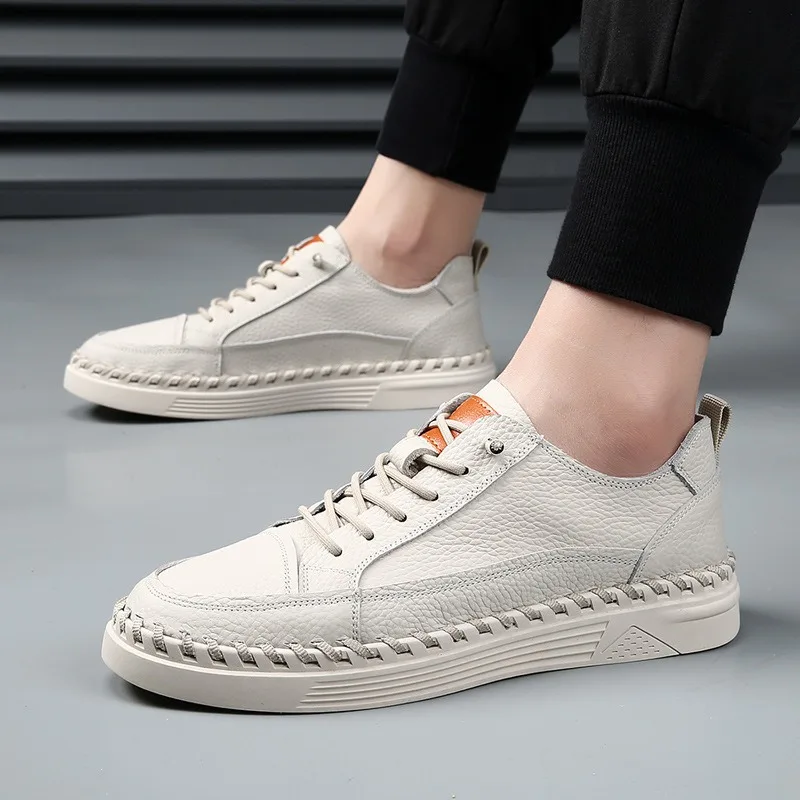 New Cow Leather Platform Shoes for Men New Designer Soft Sole Casual Sneakers Male Fashion Spring Autumn Zapatos Para Hombre