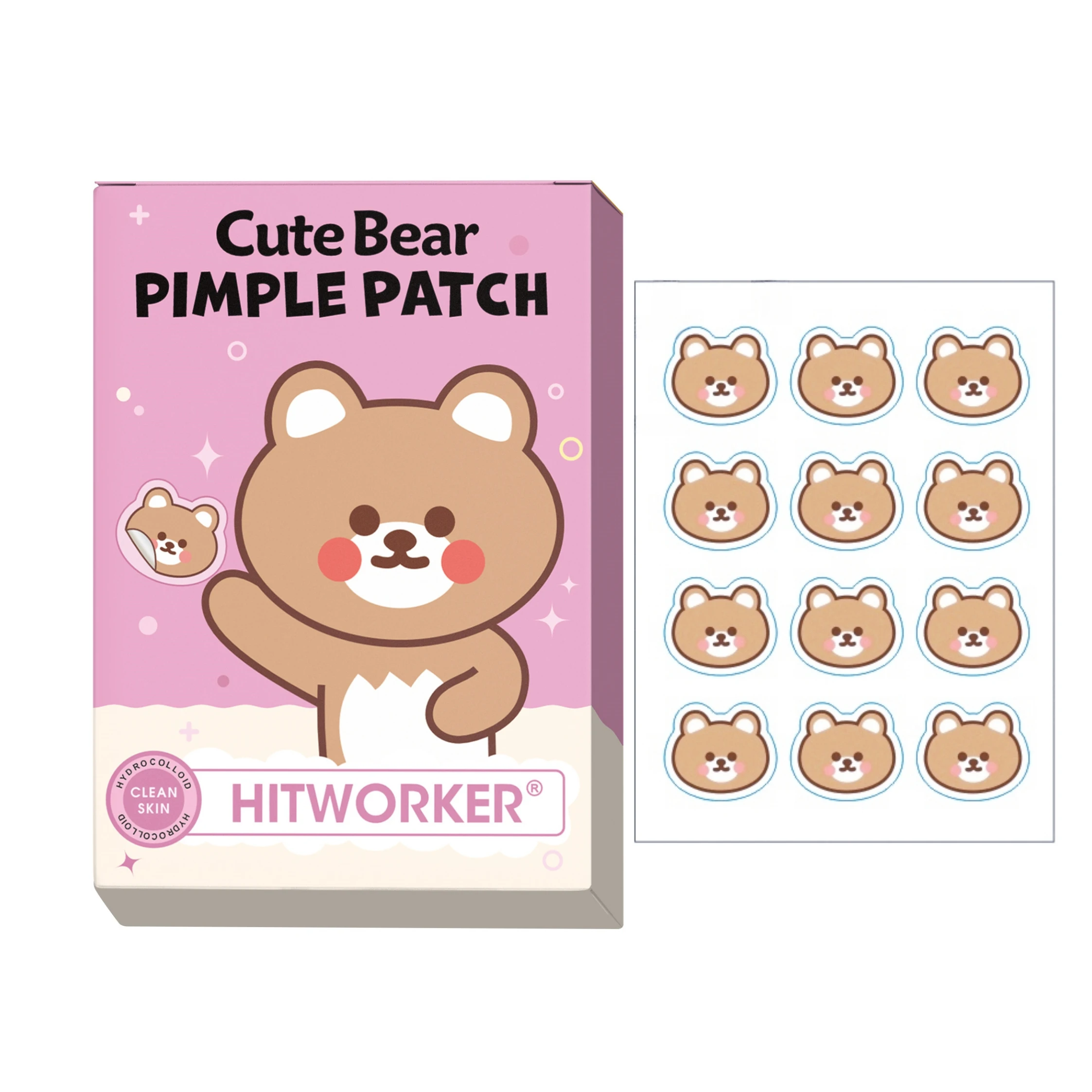 12pcs Cartoon Hydrocolloid Acne Patches, Invisible Scar Cover, Waterproof Breathable, Day & Night Use, Pimple Blemish Patch