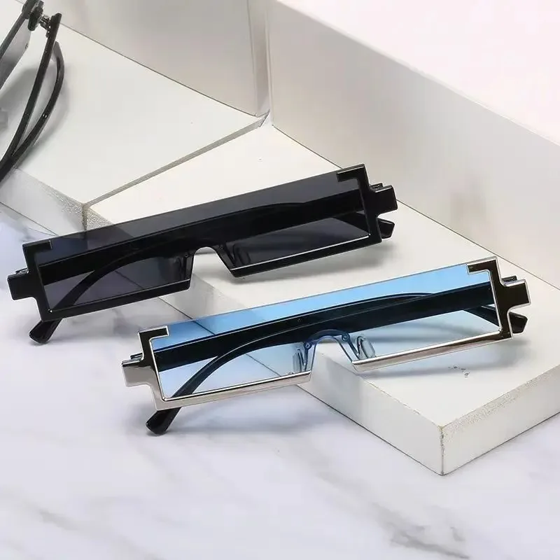 Vintage Fashion Rimless Rectangle Sunglasses Man Women Gradient Trend Party Metal Sun Glasses UV400 Summer Traveling Eyewear