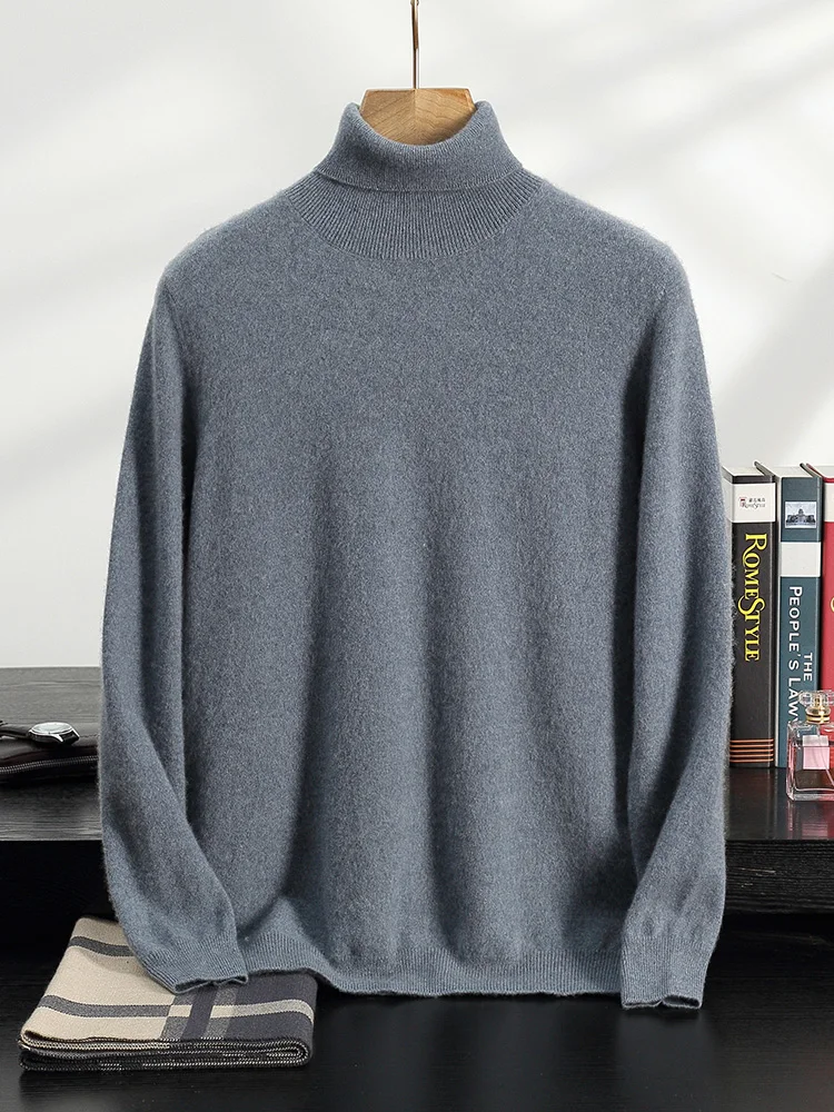 

100% Cashmere Sweater Men's Lapel Knitted Pullover Autumn Winter New Style Solid Color Long Sleeved Top Basic Versatile Menswear