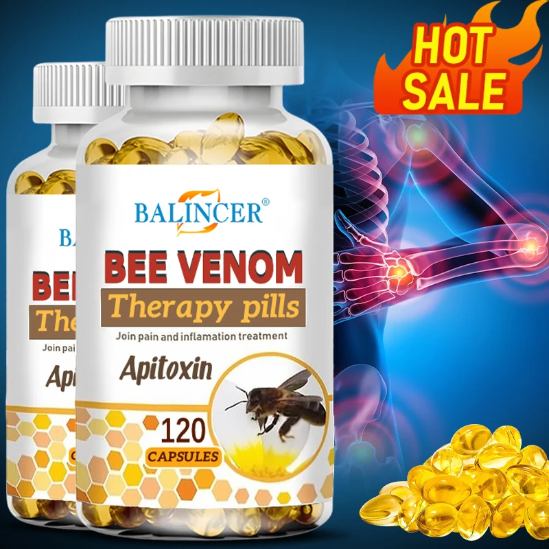 Natural Bee Venom Extract Capsules - Glucosamine Chondroitin Supplement Relieves Joint Pain and Stiffness, Promotes Bone Health