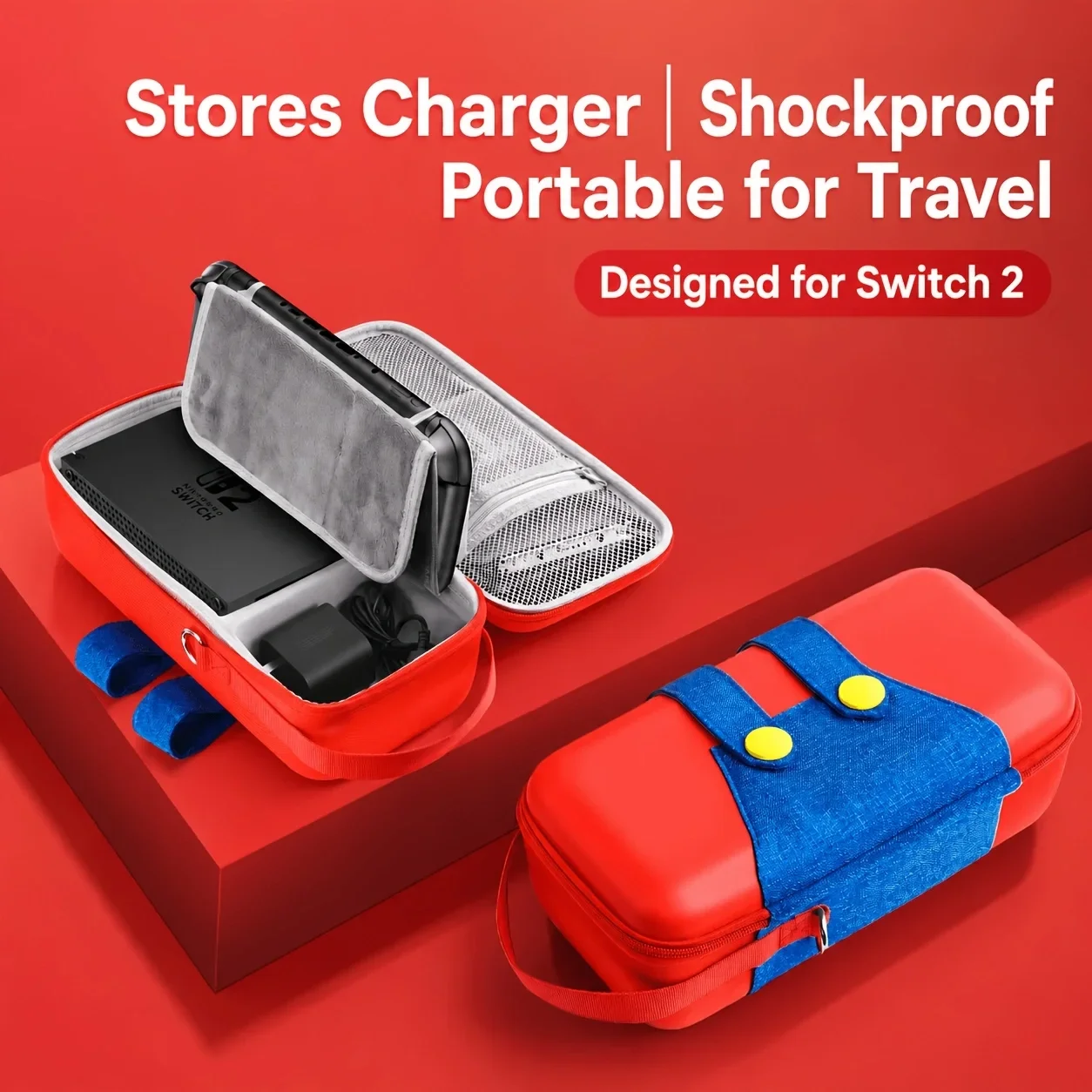 2025New For Switch 2 Storage Bag with OLED Protective Cover, Large Capacity Portable Hard Shell Bracket Bag