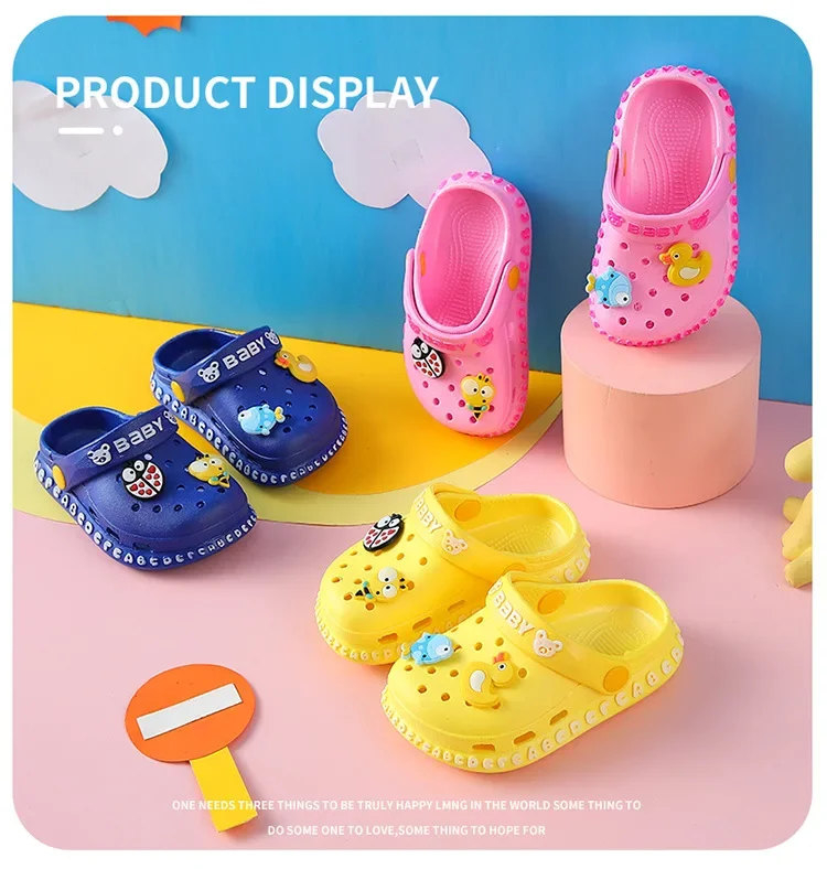 Summer Children Garden Clogs Shoes Boys Girls Beach Sandal Kids Lightweight Breathable Cute Cartoon Slip On Mules Baby Slippers