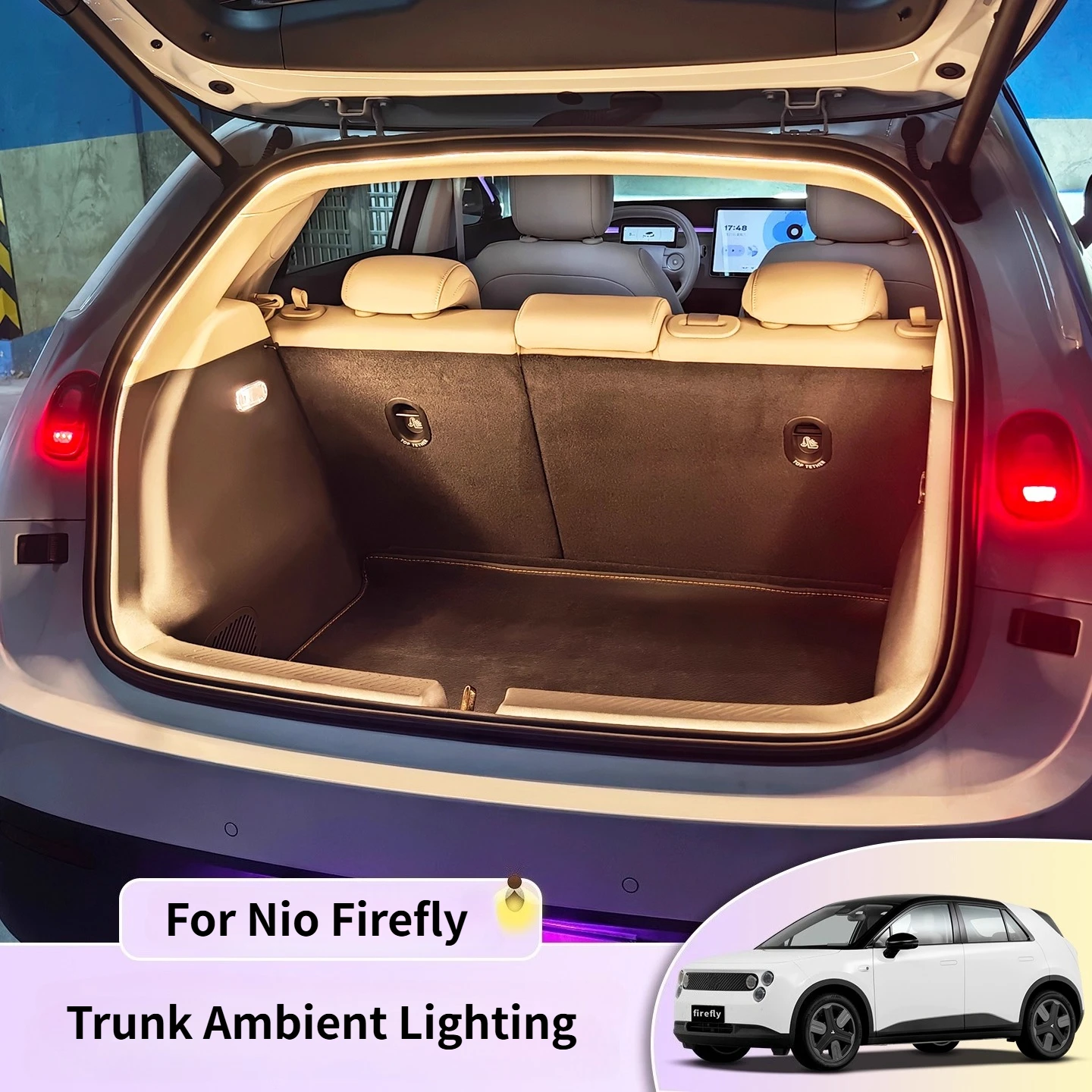 

Водонепроницаемая силиконовая светодиодная лента для багажника автомобиля, динамическая RGB окружающее освещение багажника, высокая яркость, внутренняя декоративная лампа для Nio Firefly