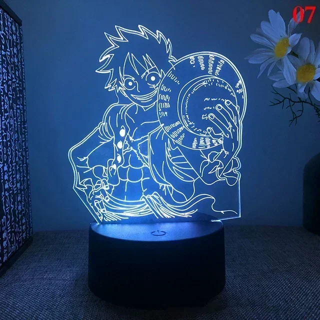 XOne Piece Luffy 3D Lamp RGB LED Night Lights Toys Roronoa Zoro Anime Lamp Kids Bedroom Table Lamp Home Lampara Manga Gift Toys