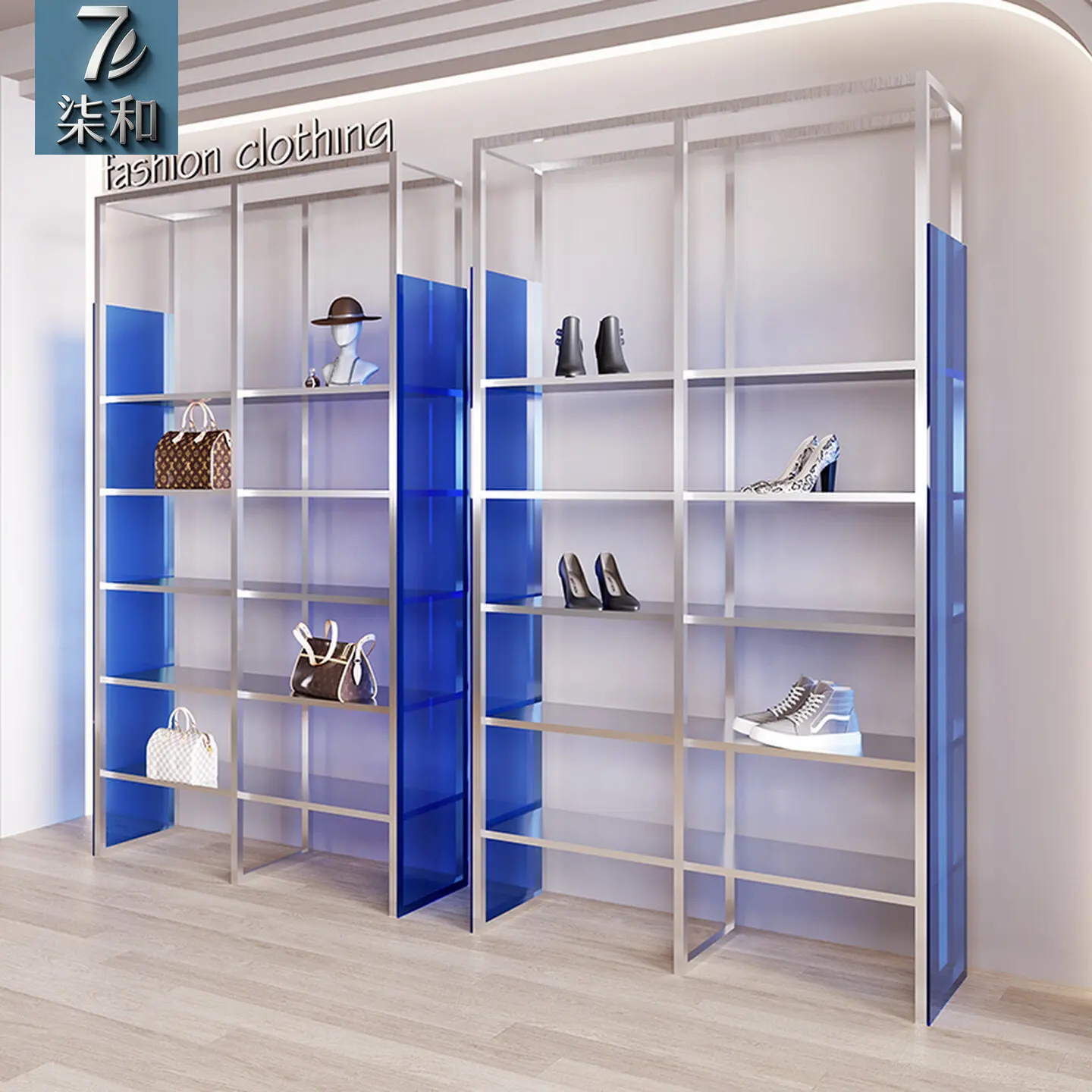 

Shoe store shoe rack display rack clothing store shoe bag stainless steel multi-functional shelf buyer store display cabinet