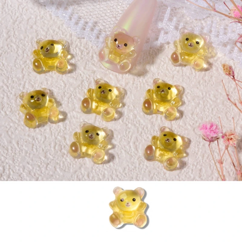 Gummy Bear Lovely Hug Crystal Bear For Acrylic Nails Colorful Gummy Bear Cabochons Feel Resin Art Decor