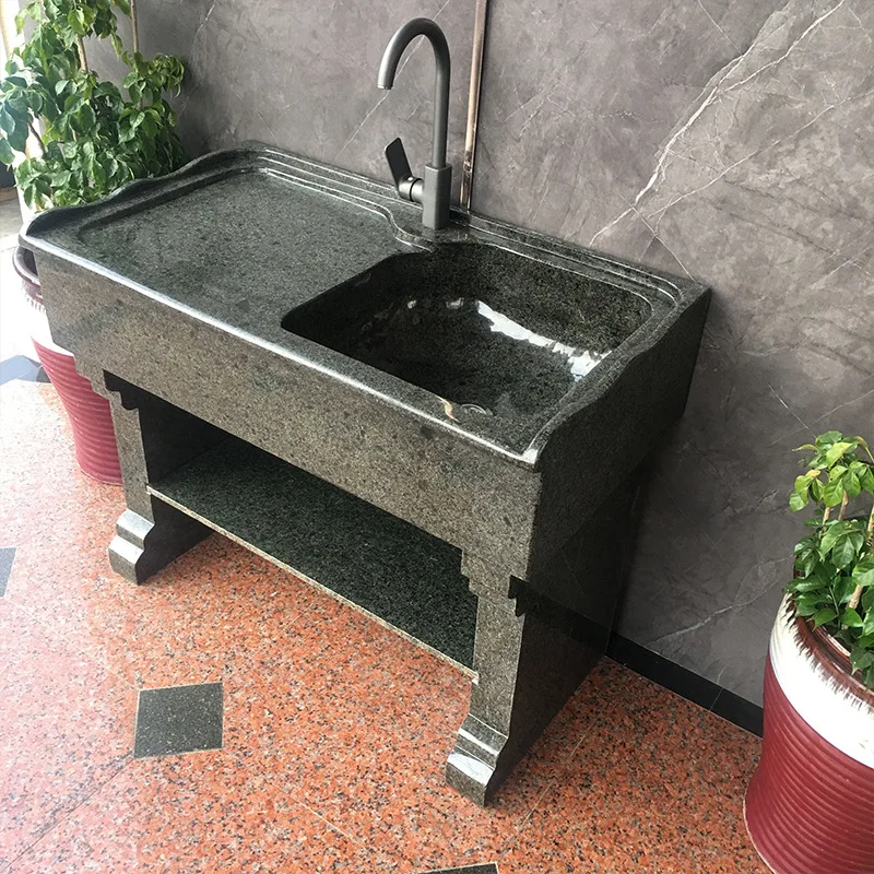 Outdoor Stone Laundry Pool Granite Stone Washbasin Outdoor Laundry Desk Washbasin Natural Marble Pool