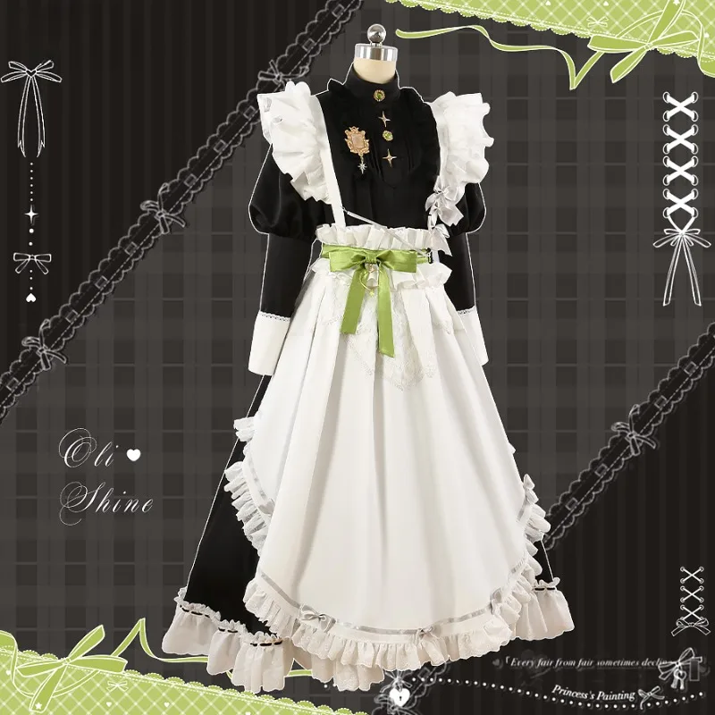 Anime Game Nu: carnaval Cosplay Olivine hombres mujeres vestido de sirvienta delantal diadema con lazo disfraz personalizable