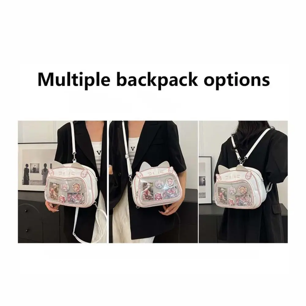 Lustige Reißverschlusstasche Kawaii Katze Itabag PU-Baumwolltasche Transparente Tasche Kleinteile-Tasche Geldbörse Modische Rucksäcke Geschenk – Detail 3