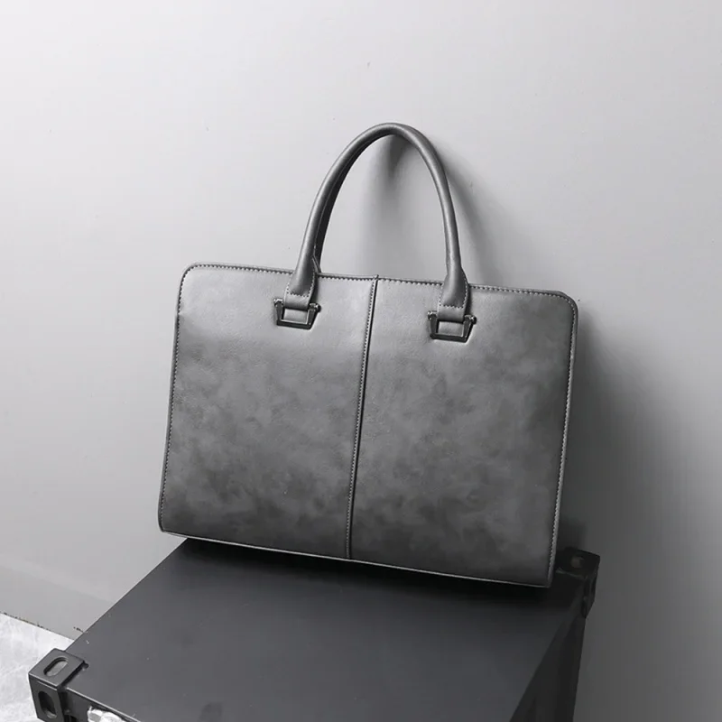 Maletines de cuero de negocios para hombre, bolsos de gran capacidad, bolso cruzado de oficina para hombre, bolsos para portátil de 14 ", moda