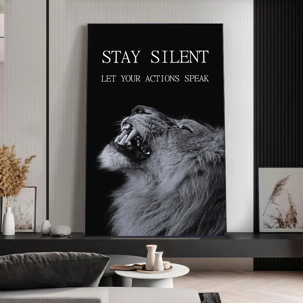 

Motivational Prints Wild Animal Lion Poster Office Wall Art Decor Lion Canvas Painting Home Reading Room Decoration Gallery Art