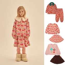 JELLY MALLOW-Conjunto de ropa de cerezas para niños, abrigo y falda de pera de nieve, traje de moda para niños, Chaqueta de algodón, ropa de 1 a 11 años